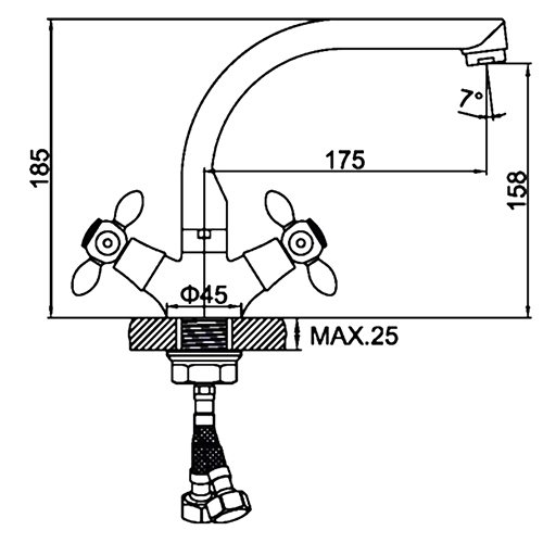 Смеситель для кухни LEDEME L5827-2, с латунной гайкой, 1/10