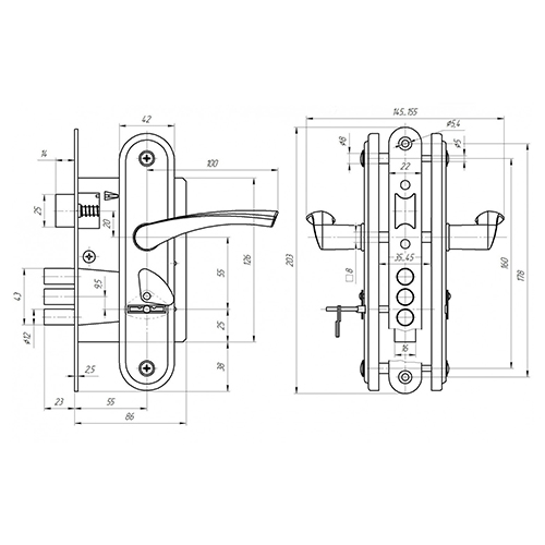 Замок врезной АБС ЗВ9-4-2, серебро 1/10