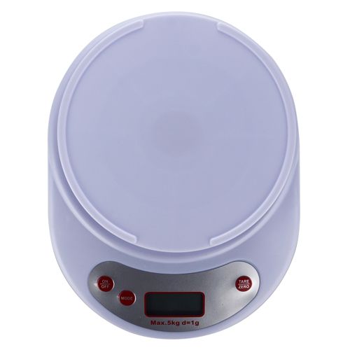 Весы кухонные электронные 5 кг, с пластиковой чашей KE-1, 1/24