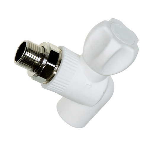 ППРС, полипропилен, Кран для радиаторов угловой 20 1/2 ГОСТ, Россия, 1/10/90