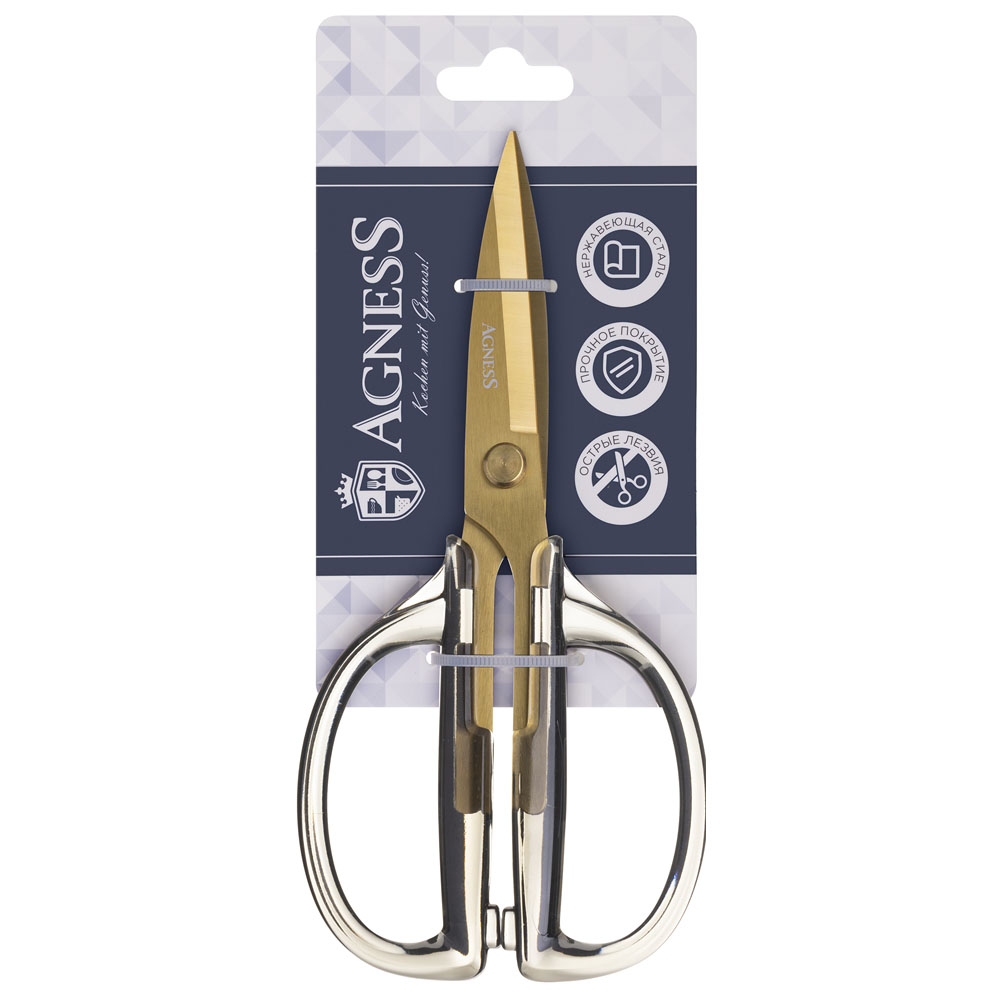 КУХОННЫЕ НОЖНИЦЫ ЦВЕТ СЕРЫЙ, ТИТАНОВОЕ ПОКРЫТИЕ ЛЕЗВИЯ, 19,5 СМ