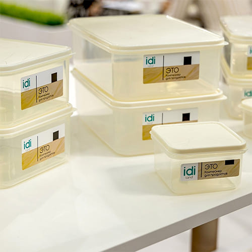 Контейнер для продуктов 1 л Homver Modena, прямоугольный, с гибкой крышкой, светло-бежевый