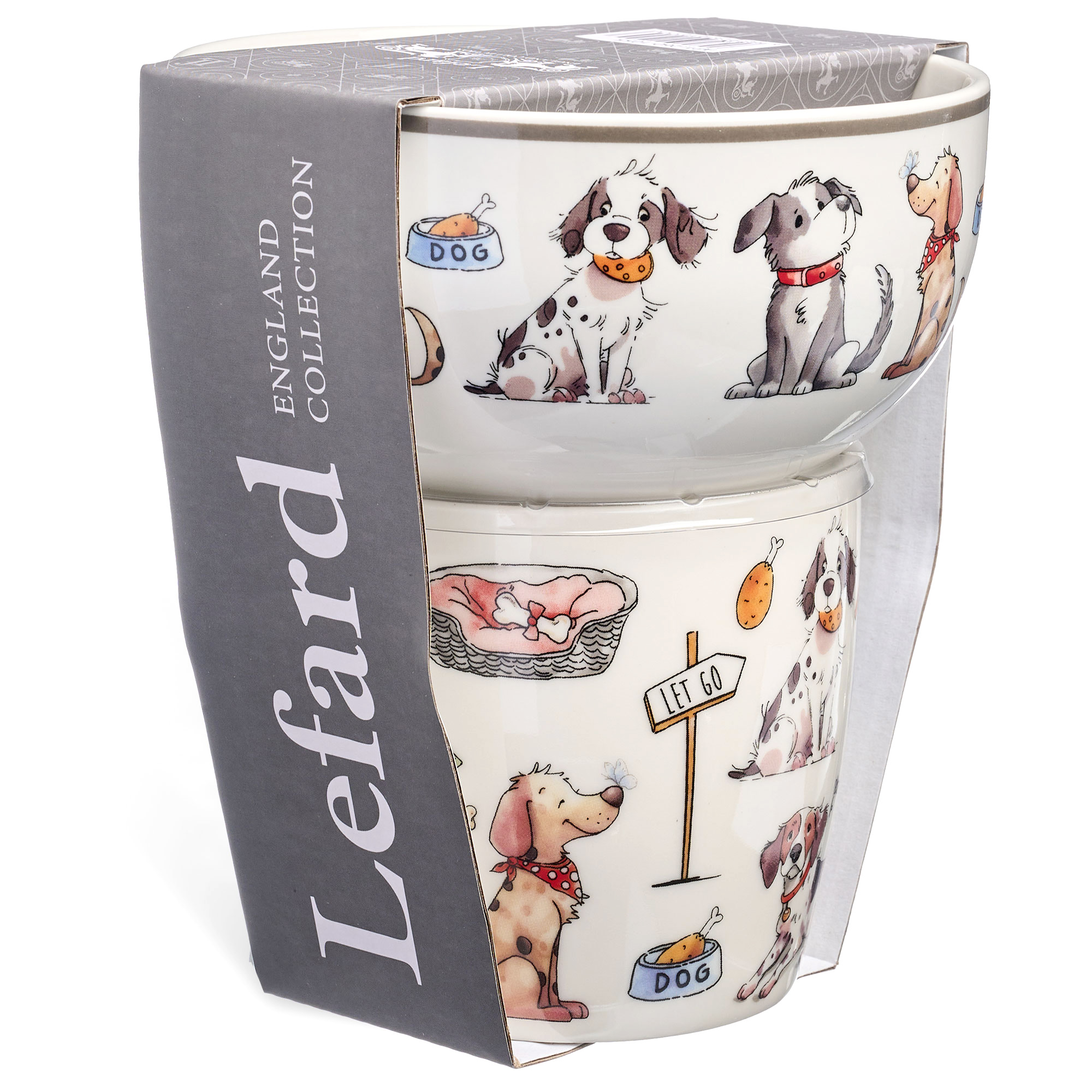 НАБОР ДЛЯ ЗАВТРАКА LEFARD, DOGS,  2 ПР.: САЛАТНИК 500МЛ, КРУЖКА 345МЛ