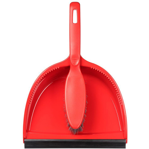 Щетка сметка+совок Rimo с круглым совком с кромкой, красный, 1/14