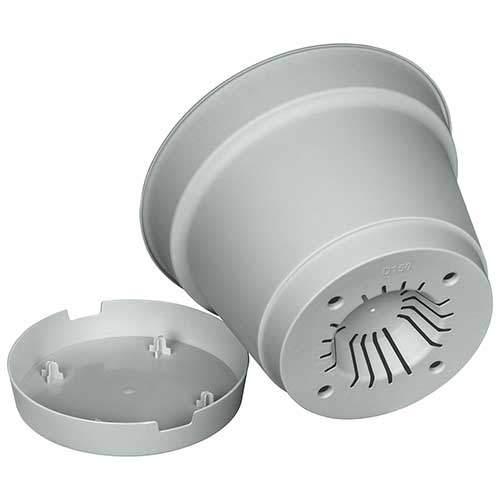 Горшок для цветов 1.2 л Homver Mint 221611935/03, 150 мм, с поддоном, серый