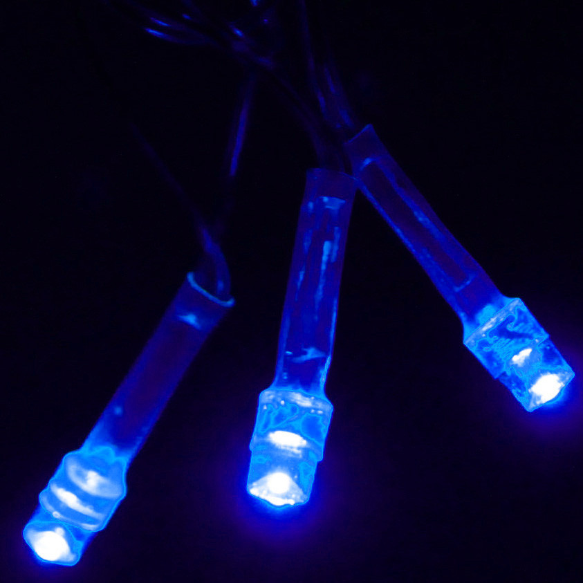 Гирлянда для дома  9,5м 100 ламп LED прозрач.пров.,8 реж, IP-20, Синий (возможность соединения)