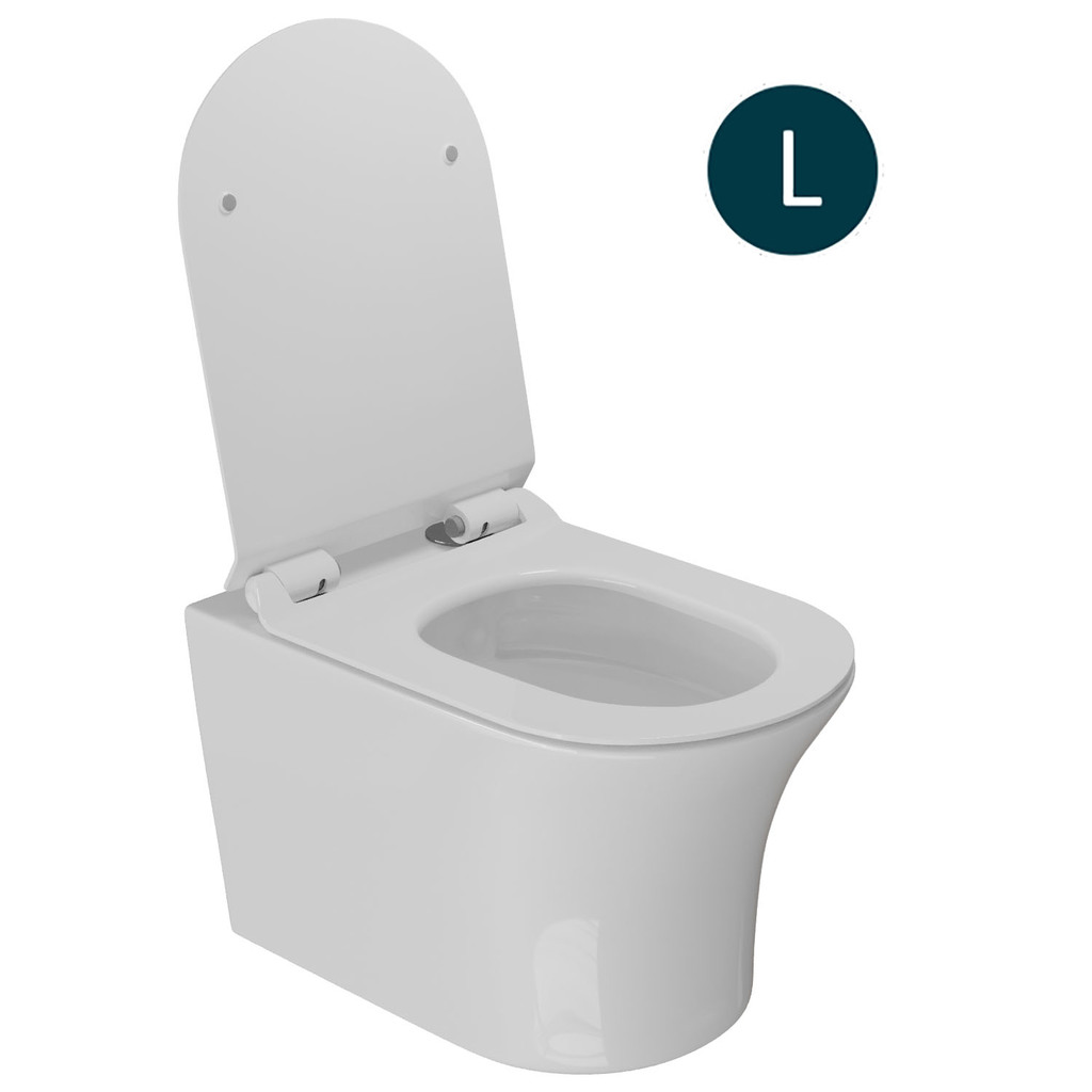 Унитаз подвесной безободковый WAVE STAR сид. дюропласт, м/л, быстр, БЕЛЫЙ глянец, L