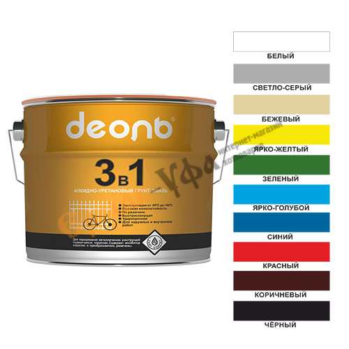 Грунт-эмаль 3в1 коричневый 3кг по ржавчине быстросохнущий, ДЕОЛЬ, ГОСТ, 1/4