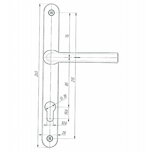 Ручка дверная на планке РФ1-85. 25, белый, Зенит, 1/30