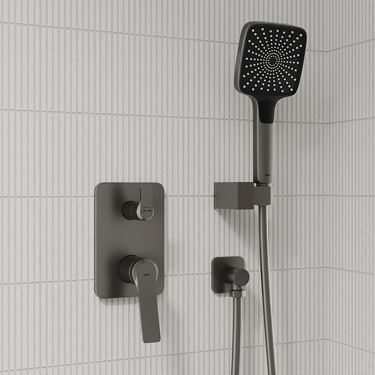 Душевая система 35к IDDIS PARGM02i67, Parker, лейка, Тропический душ, встраиваемая ГРАФИТ матовый