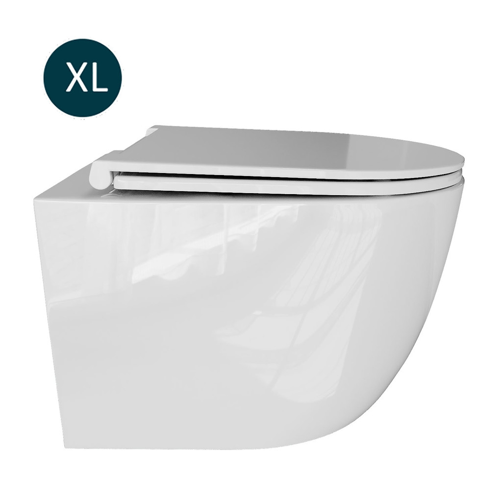 Унитаз подвесной безободковый WAVE LARA сид. дюропласт, м/л, быстр, БЕЛЫЙ глянец (XL)