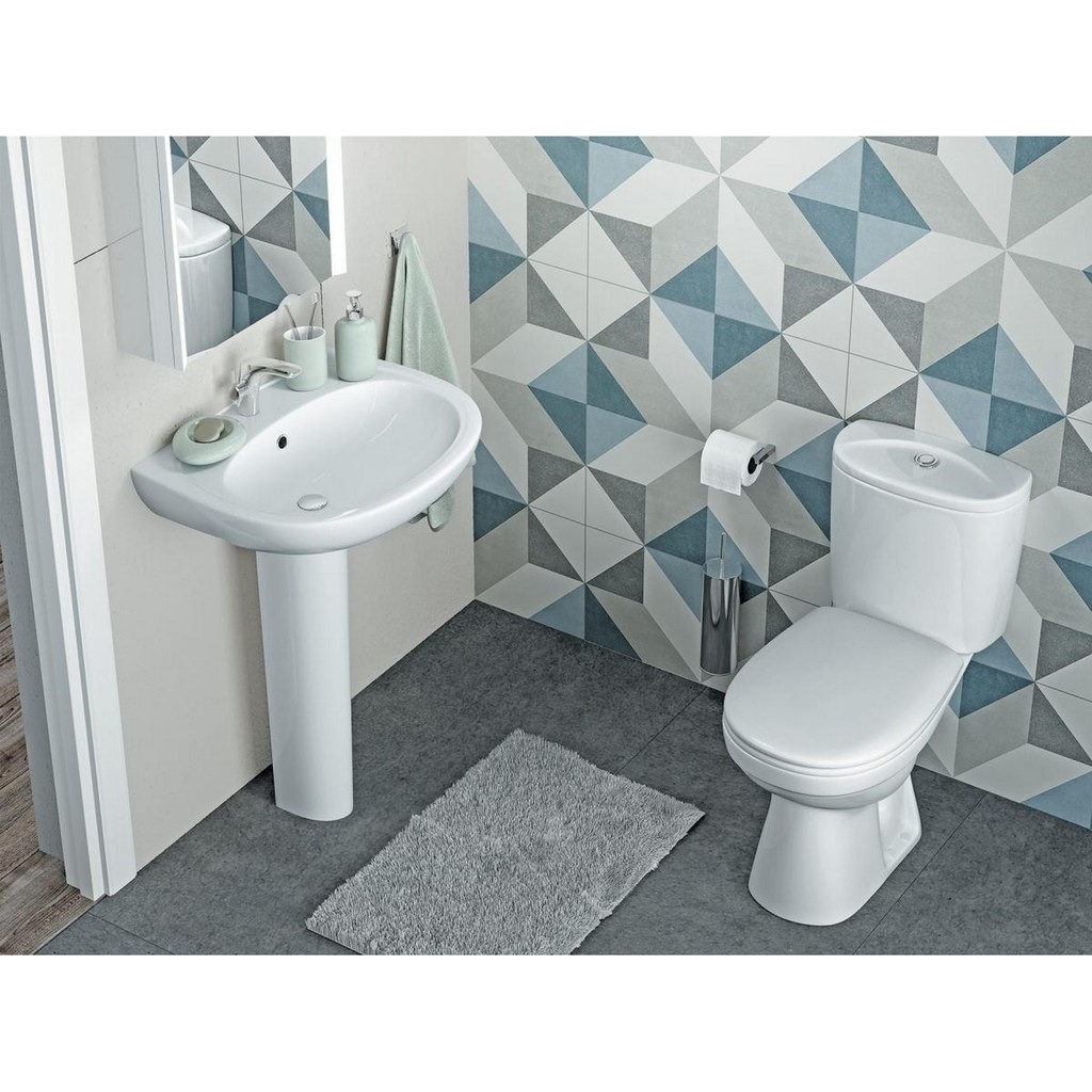 Унитаз-компакт, Анимо, в пол, Эконом нижн.подв, 1-кн.арм. Уклад, полип.сид., Santek