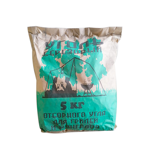 Уголь древесный березовый 5 кг, поддон-50 шт, 25/50