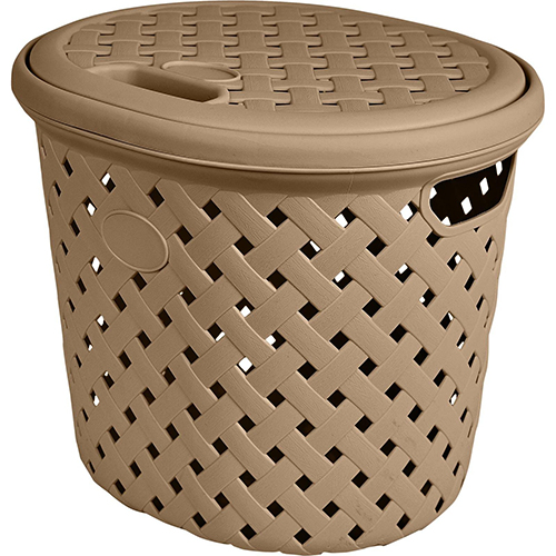 Корзина для белья 14л Plast Team Rattan 325х280х280мм, шоколадный мокко, 1/10