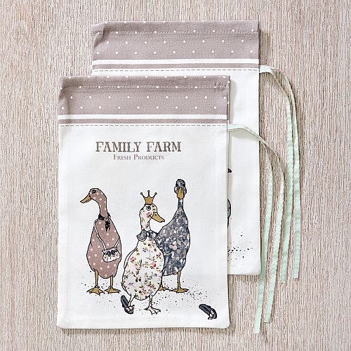 НАБОР  МЕШОЧКОВ ИЗ 2-Х ШТ "FAMILY FARM" 20Х29СМ,100%ХЛОПОК,КАПУЧИНО,ТВИЛ,ПРОПИТКА