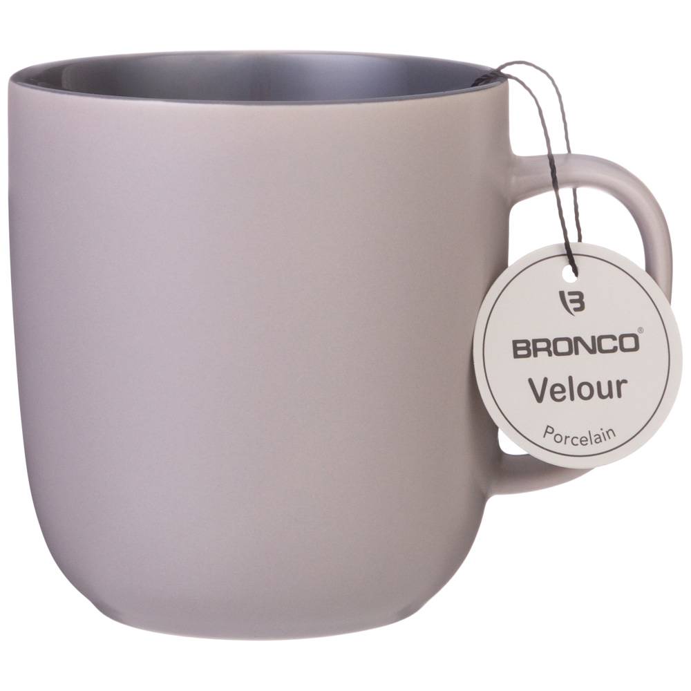 КРУЖКА BRONCO, VELOUR, 400 МЛ СЕРАЯ, МАЛ=4ШТ./КОР=24ШТ.