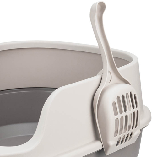 Лоток для кошек IDEA ЛЯ-МУРР М 1834, 480х355 мм, с высоким бортом, совок, капучино