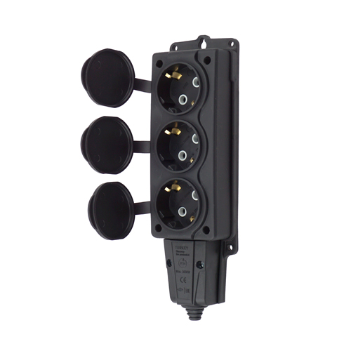 Колодка для удлинителя 3-местн с/з каучук 16А NE-AD Турция, 1/48