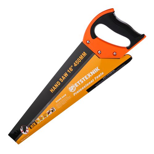 Ножовка по дереву 450мм, крупный зуб 3 TPI, пластиковая обрезиненная ручка, 1/48