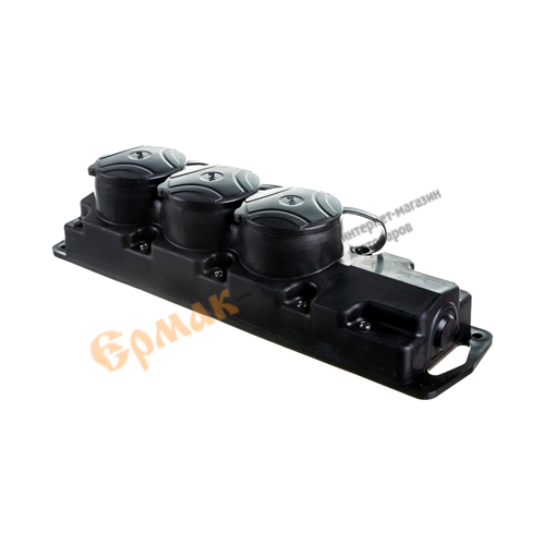 Розетка Р16-381, 3ОП колодка з/к IP44 каучук, 1/22