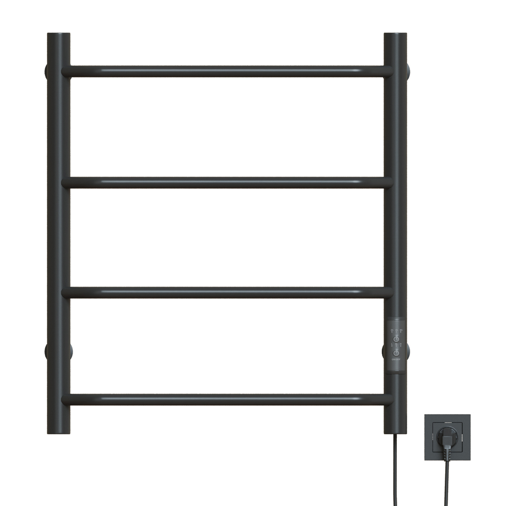 Полотенцесушитель MIXLINE MIRA 60х50, таймер, 201 Вт, 4 перекладины электрический ГРАФИТ