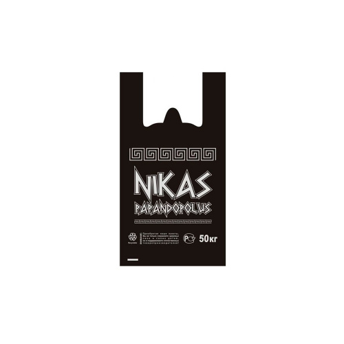 Пакет-майка п/э 30+17*55/30мкм 7,5гр Никас черная, серебро/золото, 500/1000