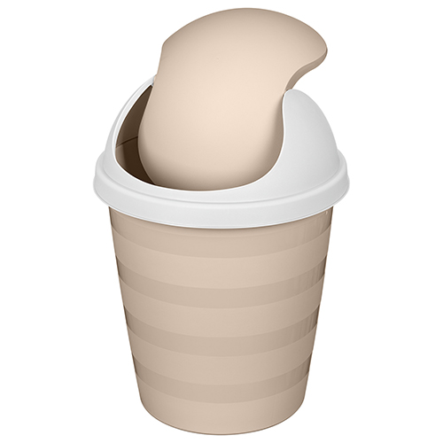 Контейнер для мусора 5.5 л Rambai 221303427/01, круглый, бежевый
