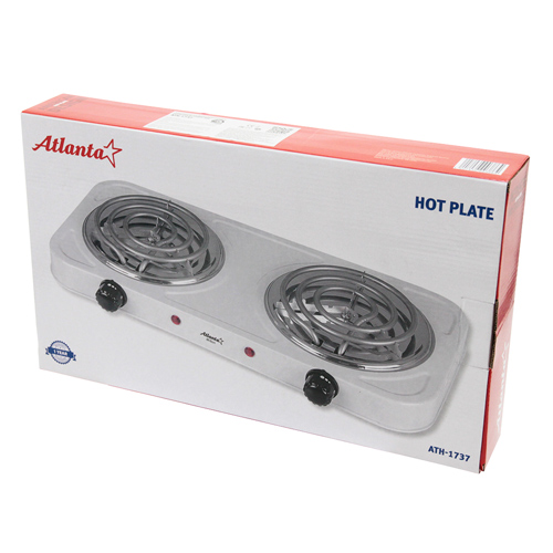 Плитка электрическая АТЛАНТА белый АТН-1737 2000Вт 2-конф. , 1/6