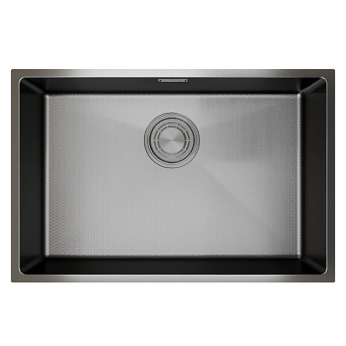 Мойка подст.монтаж 65х44, 3, 0 вып 3 1/2 MIXLINE PRO 22см с сифоном, черный графит НАНО декор