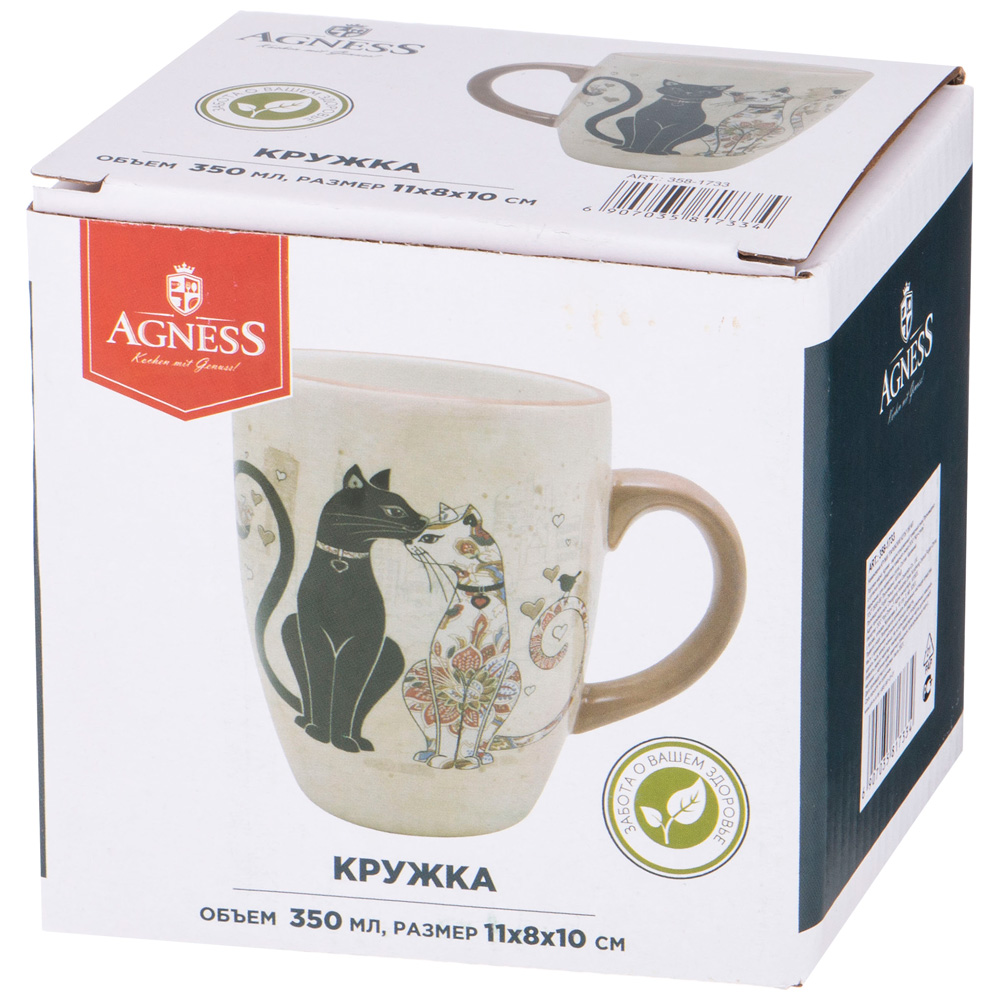 КРУЖКА AGNESS, ПАРИЖСКИЕ КОТЫ, 11*8*10 СМ 300 МЛ, КОР=72ШТ.