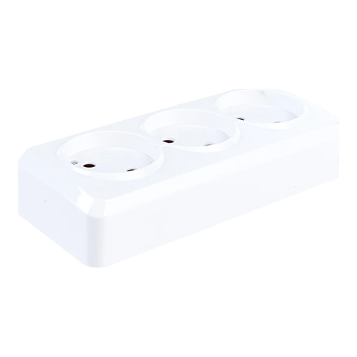 Розетка 3-местная 10А без заземления белая Юпитер Smartbuy, SBE-03w-10-S3-N, 1/100
