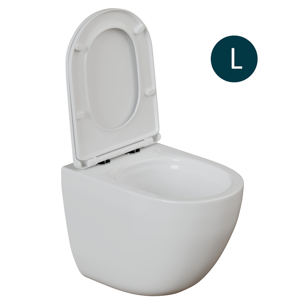 Унитаз подвесной безободковый WAVE SUNSET Tornado3.0, сид. дюропласт, м/л, быстр, БЕЛЫЙ глянец, L