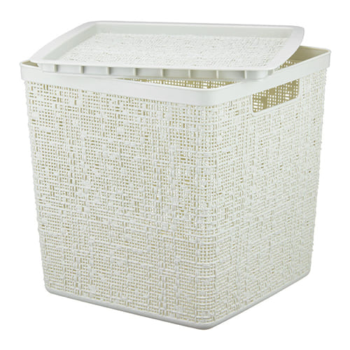 Коробка с крышкой 17 л IDEA БЯЗЬ М 2327, 28х28х28 см, белый ротанг