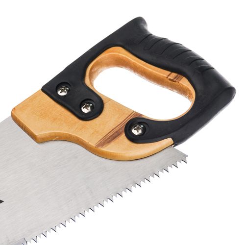 Ножовка по дереву 500мм, крупный зуб 5 TPI, деревянная обрезиненная ручка, 1/48