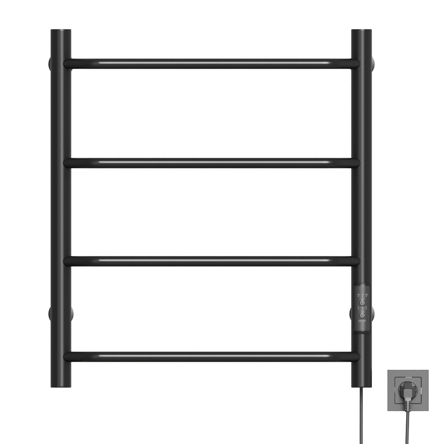 Полотенцесушитель MIXLINE MIRA 60х50, таймер, 251Вт, 3 перекладины + ПОЛКА электрический ЧЕРНЫЙ