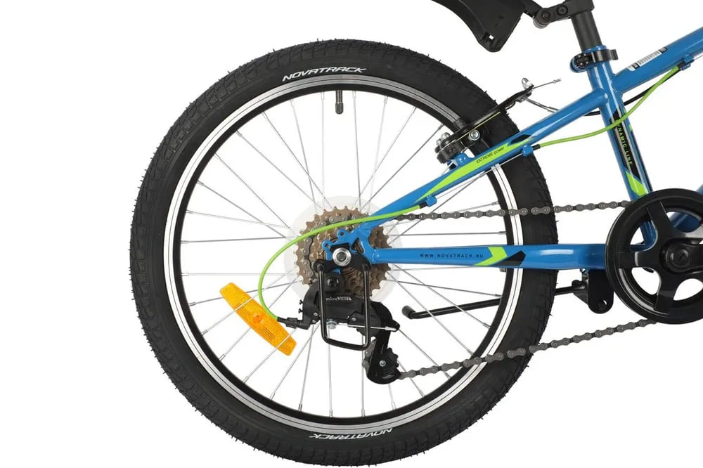 Велосипед NOVATRACK 20, EXTREME синий,   сталь, 6 скор., Shimano TY21/Microshift TS38, V- brake тормо