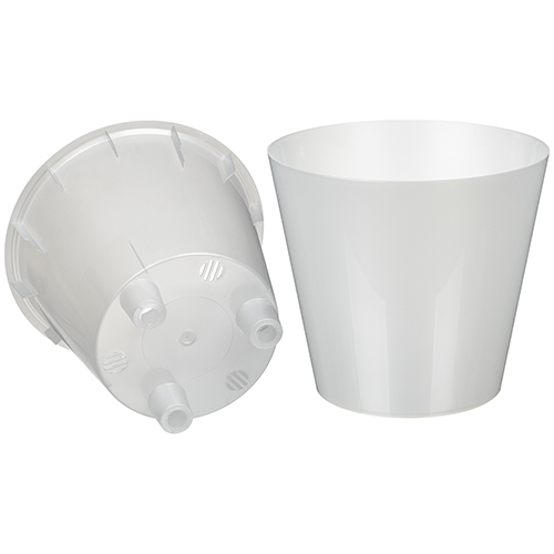 Горшок для орхидей 1.6 л Homver 221608129/02, 160 мм, с дренажной вставкой, белый перламутр