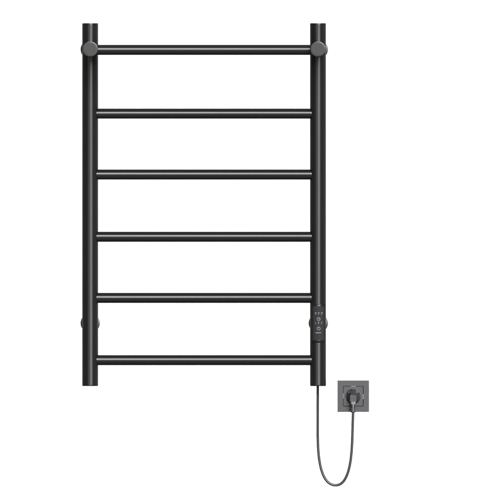 Полотенцесушитель MIXLINE VEGA 80х50, таймер, 318Вт, 5 перекладин + ПОЛКА электрический ЧЕРНЫЙ
