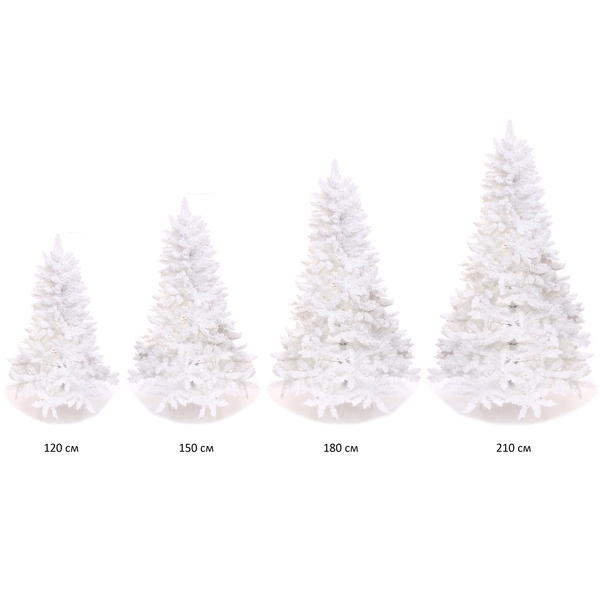 Ёлка "Звон вьюги" 210 см, ПВХ (1154 веток), белый иней, Белый