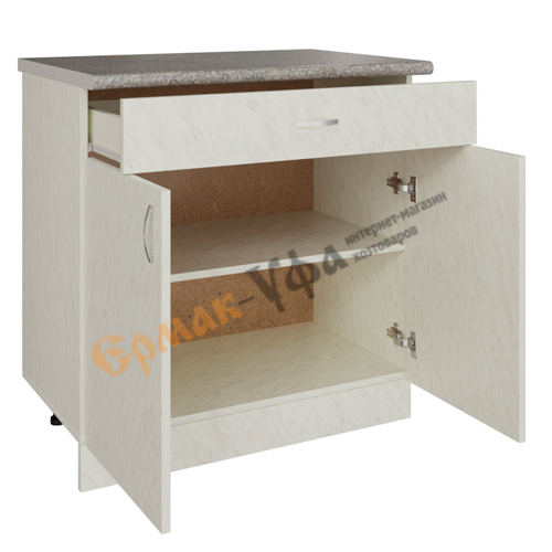 Стол разделочный 80 ЛДСП, белый мрамор, 1 ящик, 1/1