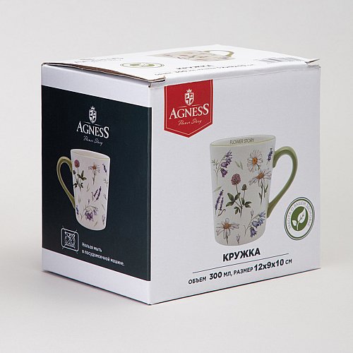 КРУЖКА AGNESS, FLOWER STORY, 13*9, 5*10, 5 СМ 400 МЛ, КОР=36ШТ.