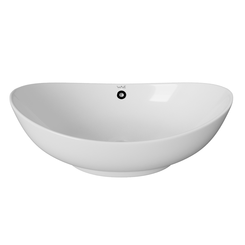 Раковина накладная на столешницу WAVE Star 590*390*195 ш*г*в с переливом,белый,овал