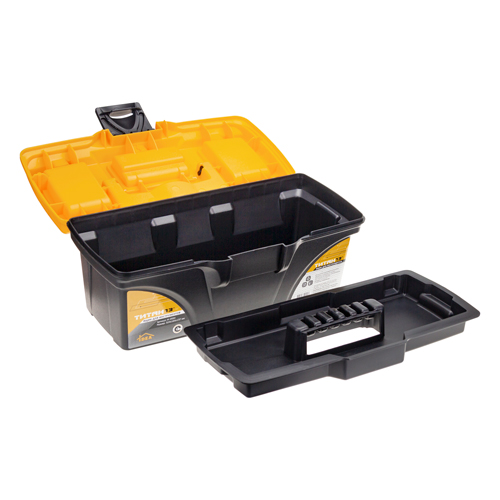 Ящик для инструментов IDEA ТИТАН 13, М 2934, с секциями, черный с желтым