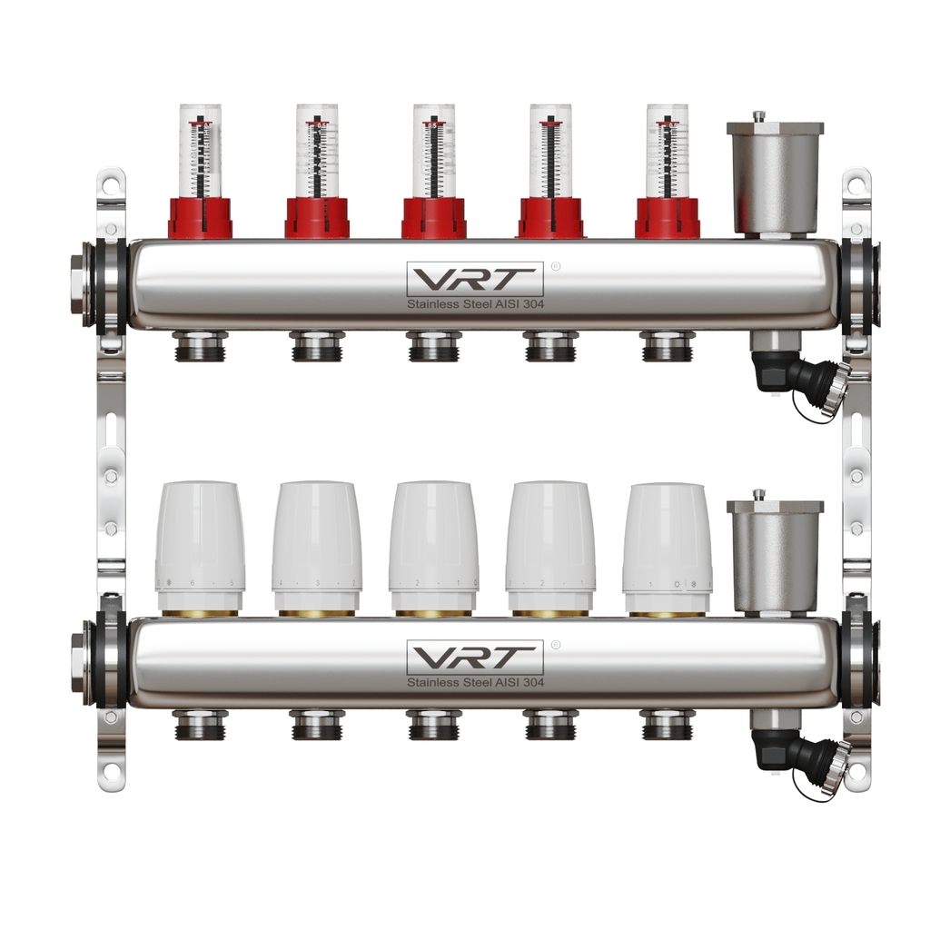 Коллекторная группа VRT® 1,  х 3/4, , евроконус 5 вых, авт в/отвод, c расходомерами