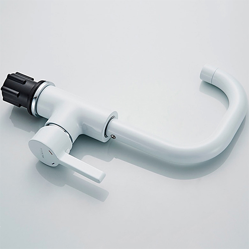 Смеситель для раковины LEDEME L1099W, с гайкой, картридж 35мм однорычажный, короткий излив, белый, 1/10