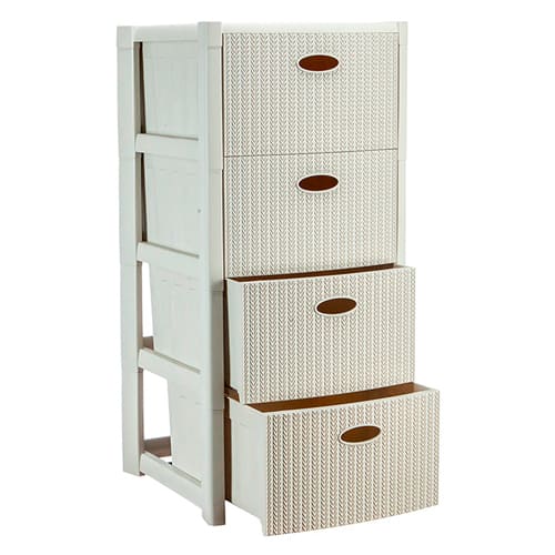 Комод IDEA СТИЛЬ ВЯЗАНИЕ М 2737, 4 секции, белый ротанг