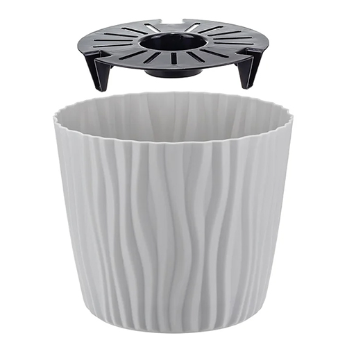 Горшок для цветов Волна d-160мм 2л с вкладышем, серый, 1/12
