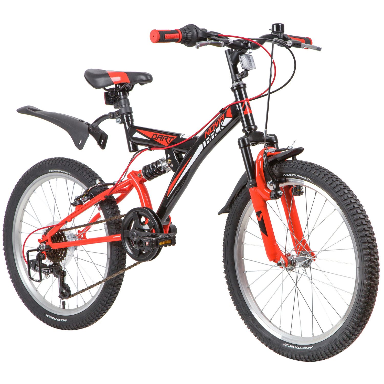 Велосипед NOVATRACK 20, DART, черный, сталь, 6 скор., TY21/RS35/SG-6SI, Shimano