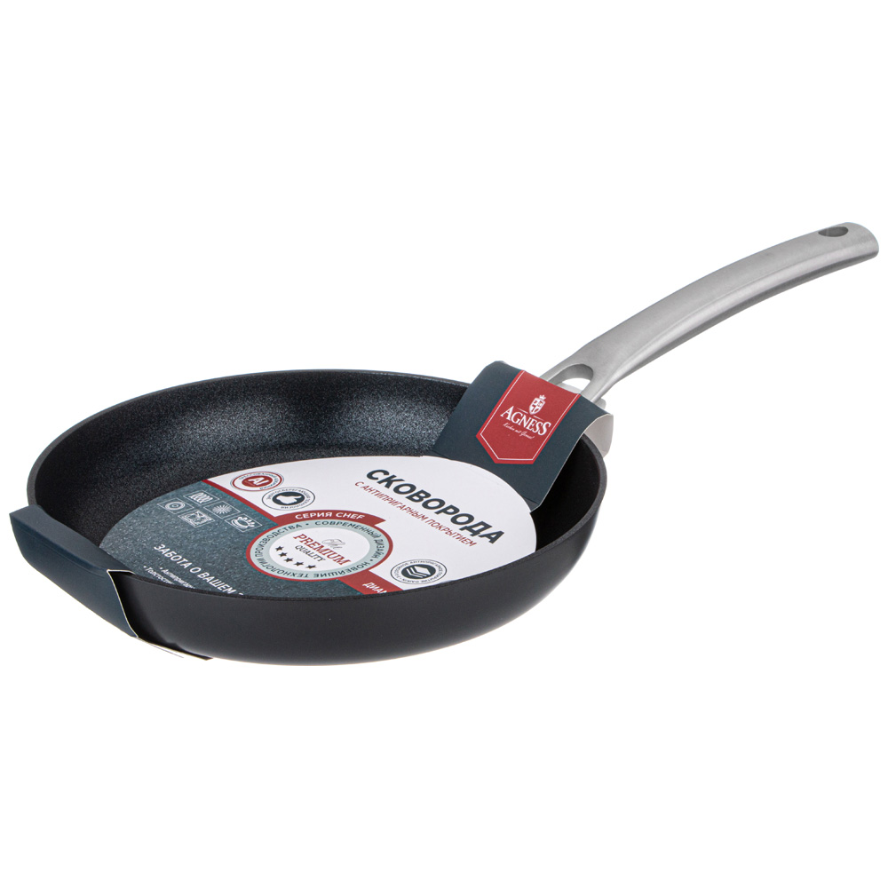 СКОВОРОДА C АНТИПРИГАРНЫМ ПОКРЫТИЕМ, CHEF, AGNESS 24*4.5CM