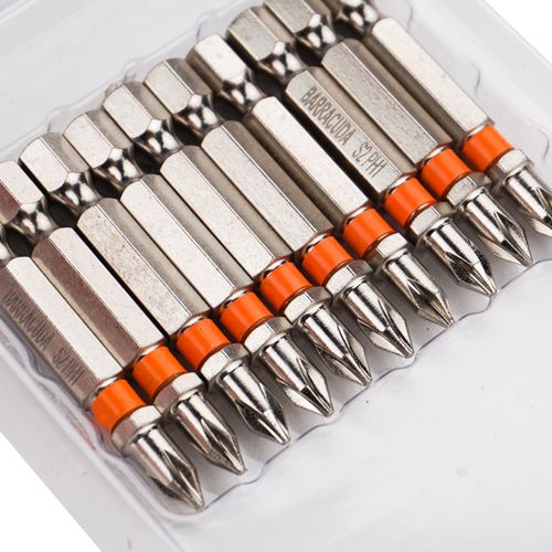 Биты PH1 50мм Барракуда сталь S2 магнитный наконечник, цена за 10шт, черные, 1/20/200